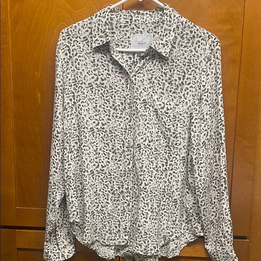 Rails Josephine Beige and Brown Leopard Print Button Down Shirt sz M